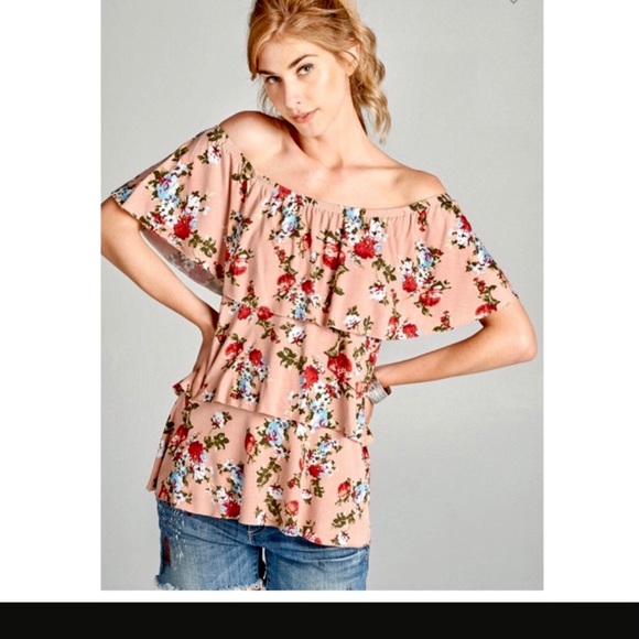 NEW FLORAL OFF SHOULDER TOP!! MADE IN USA!!! - Picture 3 of 5